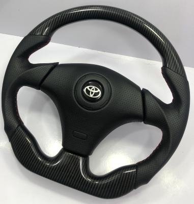 Toyota Celica Sport Steering Wheel Carbon Fiber Hydrodipped Red Stitch